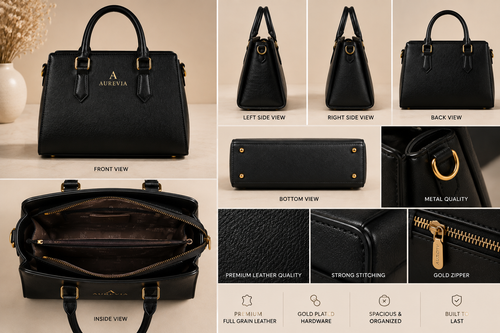 AUREVIA Premium Full-Grain Leather Handbag